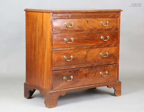 A George III mahogany bachelors chest of four graduated long...