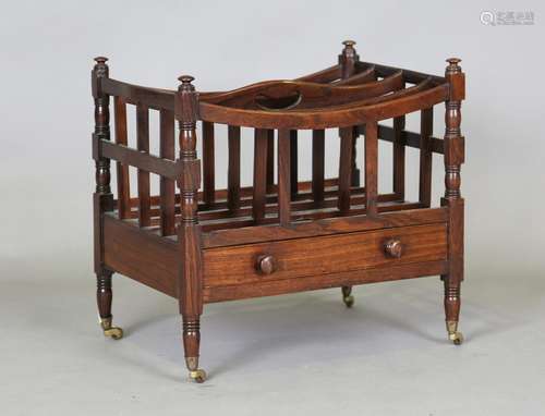 A Regency rosewood Canterbury, the central division with pie...