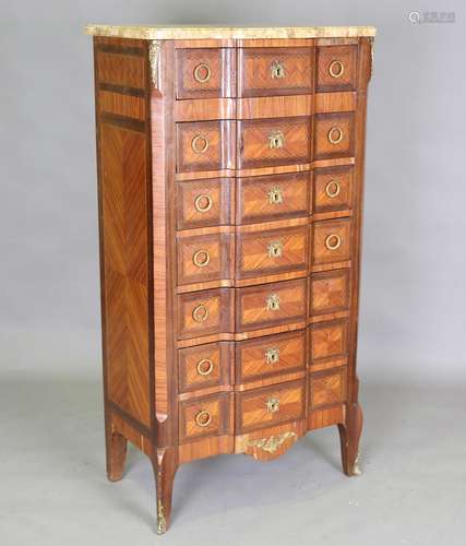 An early 20th century French kingwood and chequer inlaid che...