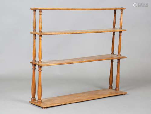 A Victorian ash four-tier hanging wall shelf, height 69.5cm,...