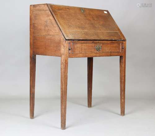 An 18th century provincial oak bureau, fitted with a single ...