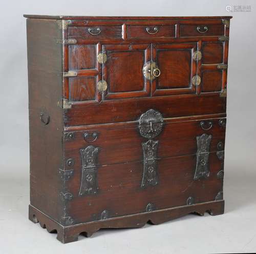 A 19th century South-east Asian stained softwood cabinet, pr...