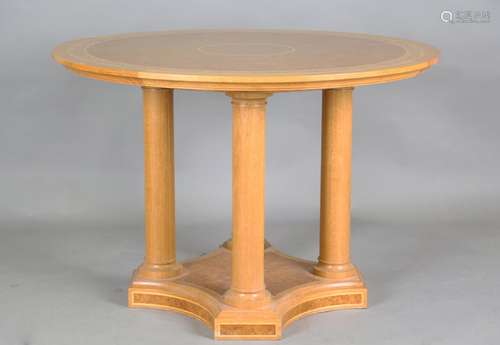 A late 20th century oak circular hall table by David Linley,...