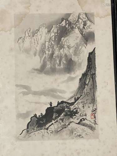 CHINEPersonnages dans un paysage montagneuxEncre sur papier....