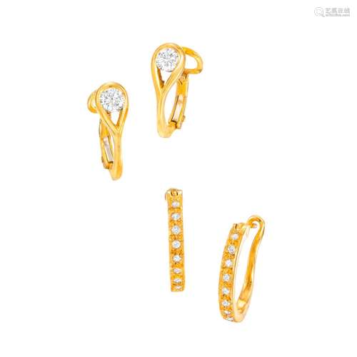 Une paire de clips d'oreilles sertis de diamants taille ...