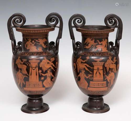 pair of amphorae; Naples; XIX century. Ceramics.