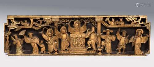 Relief; Japan; century XVIII. Carved and gilded wood.