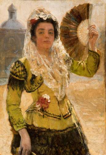 Spanish school; XIX century. "Portrait of a Lady with a...
