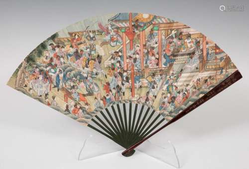 Hand fan; China, Qing Dynasty, 19th century. Wood and wallpa...