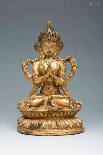 Bodhisattva; Beijing or Tibet. Ming dynasty. S. XV-XVI. Gilt...