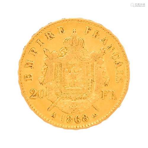 20 Francs Napoléon III tête Laurée 1868 Atelier A (Paris)Pb ...