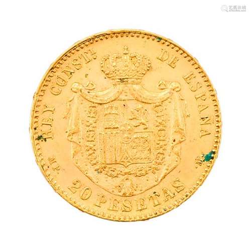 20 Pesetas Alphonse XIII 1890 EspagnePb : 6,44 g (21K-900/10...