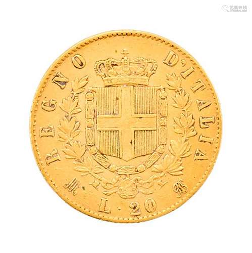 20 Lire Vittorio Emmanuele II 1873 Italie Pb : 6,44 g (21K-9...