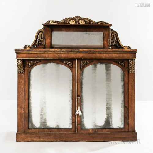 Regency Rosewood and Parcel-gilt Chiffonier, c. 1820, carved...