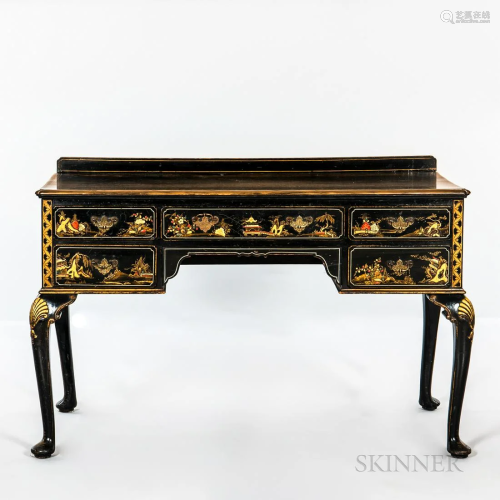 George II-style Black and Gilt Japanned Writing Table, late ...