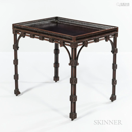 Chippendale Mahogany Silver Table, c. 1770, Gothic-style bra...