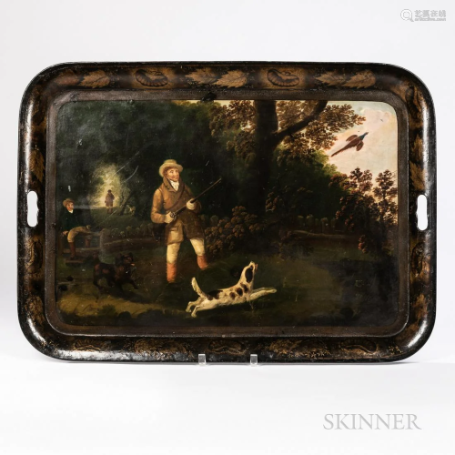 Regency Tole Tray with Hunting Scene, England, c. 1810, hunt...