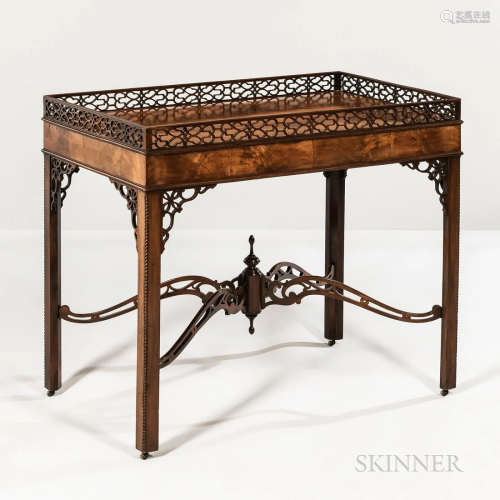 Chinese Chippendale Mahogany Silver Table, late 18th century...
