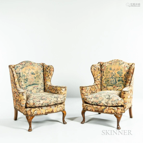 Pair of George I-style Walnut and Needlepoint Armchairs, ear...
