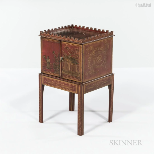 Small Japanned Cabinet on Stand, 19th century, square shape ...