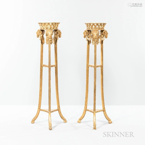 Pair of Continental George III-style Giltwood Adam Torchière...