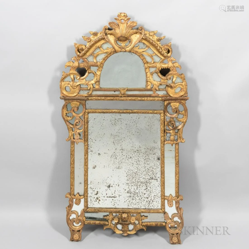 Carved Regency Giltwood Mirror, 18th century, mirrored crest...