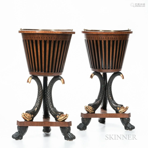 Pair of Regency-style Mahogany Jardinieres, England, 20th ce...