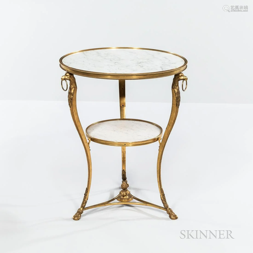 Louis XVI-style Bronze Dore Gueridon Table, c. 1830, three f...