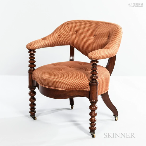 Victorian Turned Mahogany Open Armchair, late 19th century, ...