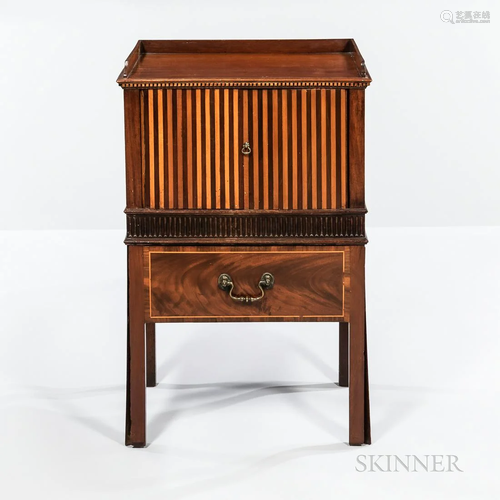 Anglo-Dutch Tambour Mahogany and Fruitwood Commode, late 18t...