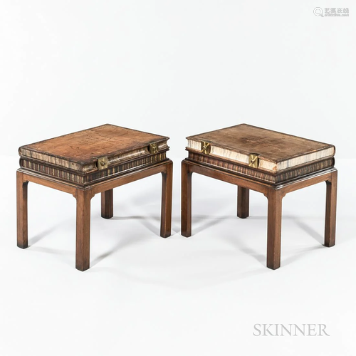 Pair of Book Tables, table 20th century, leather volumes mou...