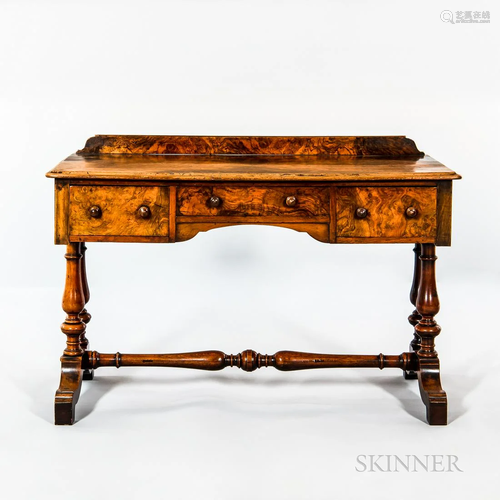 Early Victorian Walnut and Mahogany Writing Desk, lable for ...