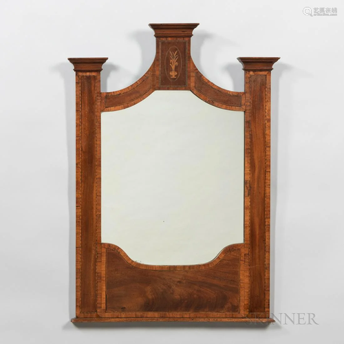 Inlaid Mahogany-framed Mirror, 19th century, capped columns ...