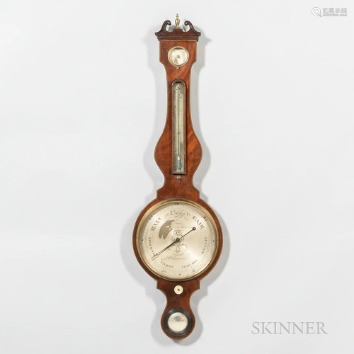 Mahogany Banjo Barometer, England, early 19th century, the d...