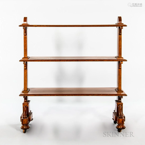 William IV Pollard Oak Three-tier Trolley, England, with gra...