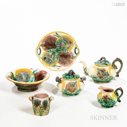 Six Majolica Shell-decorated Items, England and America, c. ...