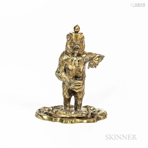 Gilt Bronze Bear Inkstand, late 19th century, the standing f...