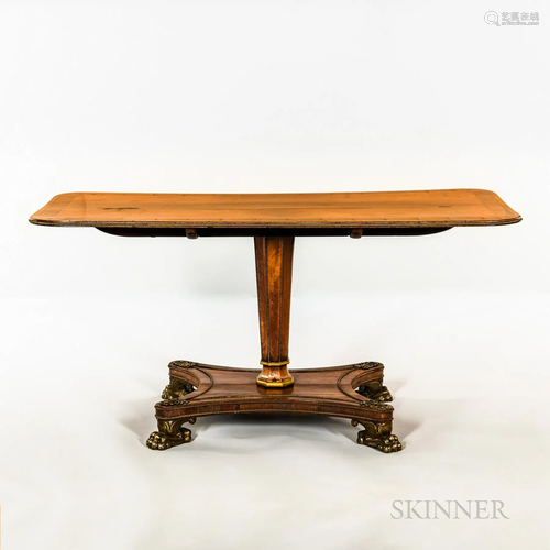 Regency Brass-mounted Rosewood Sofa Table, pedestal on four ...