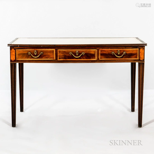 Late George III-style Mahogany and Satinwood Writing Desk, E...