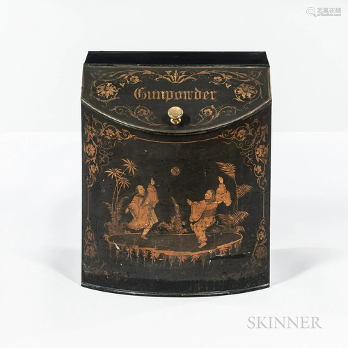 Victorian Black and Gilt Tole Box, late 19th century, likely...