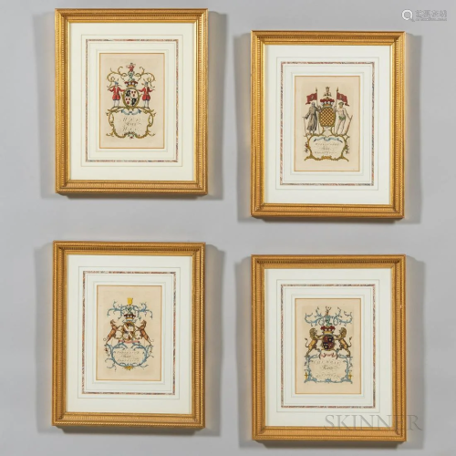 British School, 18th Century, Four Framed Plates from The Co...