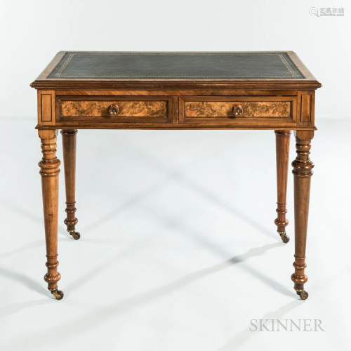 Tooled Leather-top Walnut Desk, late 19th/early 20th century...