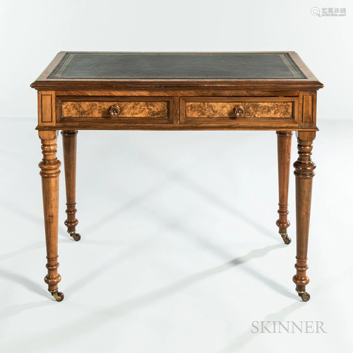 Tooled Leather-top Walnut Desk, late 19th/early 20th century...