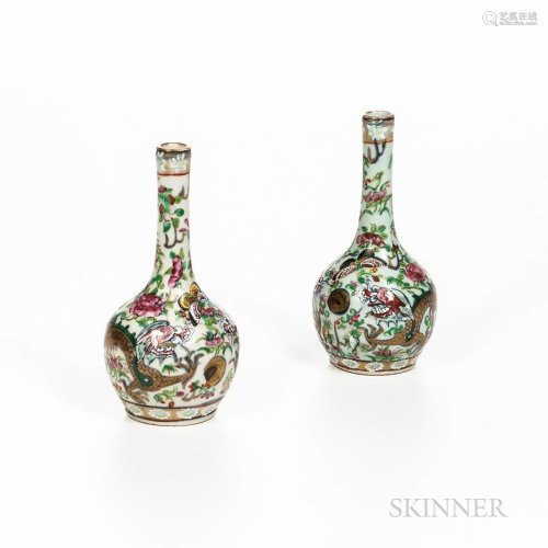 Pair of Chinese Porcelain Bottle-shaped Vases, 19th century,...