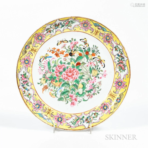 Chinese Famille Jeune Porcelain Plate, 19th century, famille...