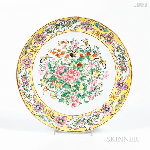 Chinese Famille Jeune Porcelain Plate, 19th century, famille...