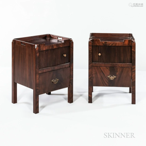 Pair of Georgian Mahogany Tambour Cabinets, England, with tr...