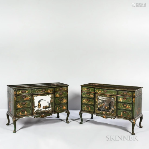 Pair of Japanned Side Cabinets, late 19th century, each gree...