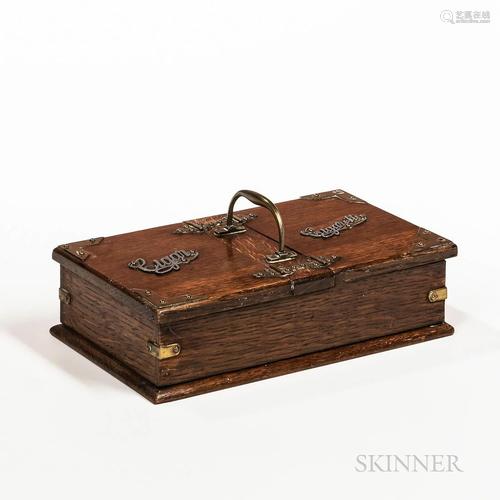 Oak and Brass Smoking Box, England, 19th century, rectangula...