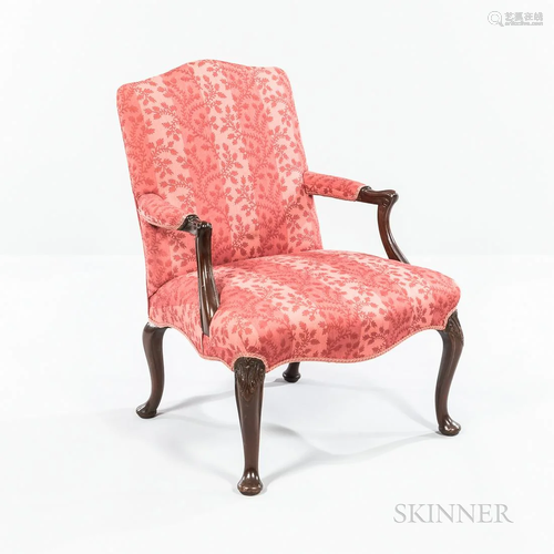 Queen Anne Mahogany Armchair, 19th/20th century, upholstered...